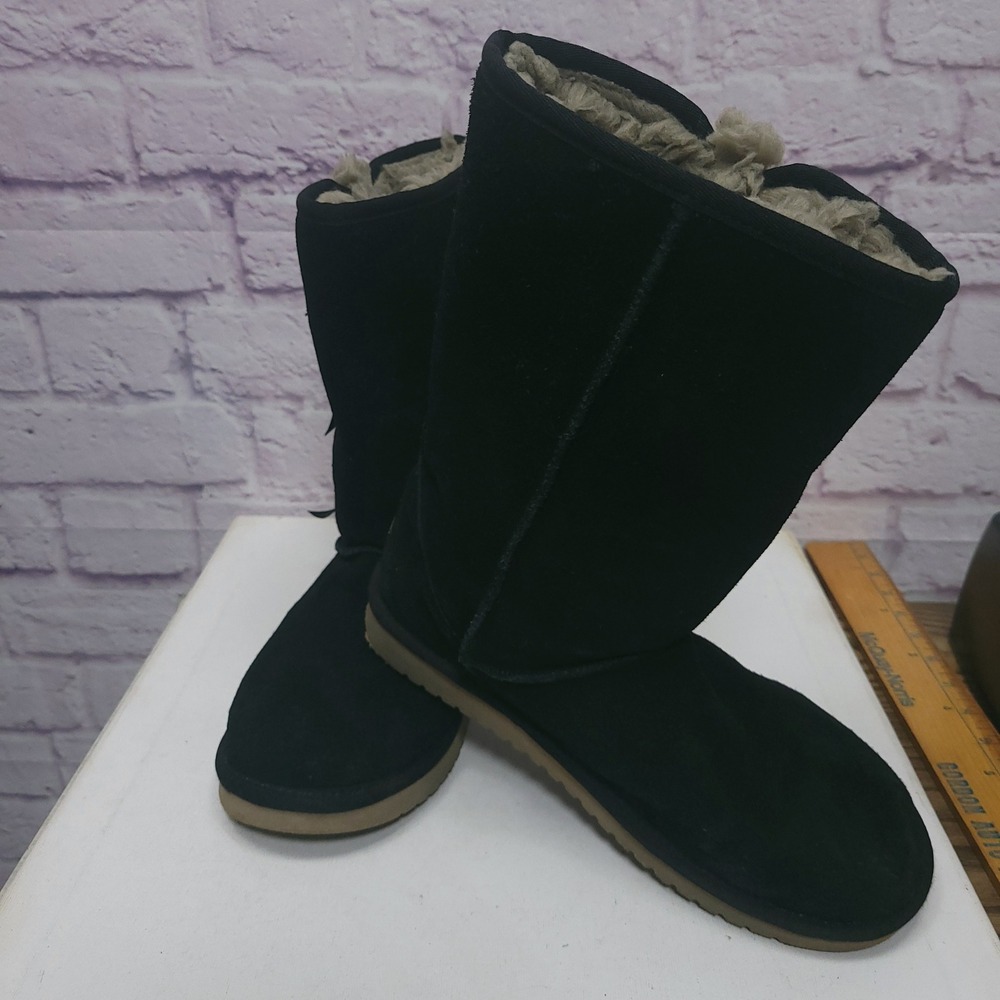 KOOLABURRA by UGG Victoria Tall Boots Womens Sz 8 US Suede Bow Faux Fur Cozy